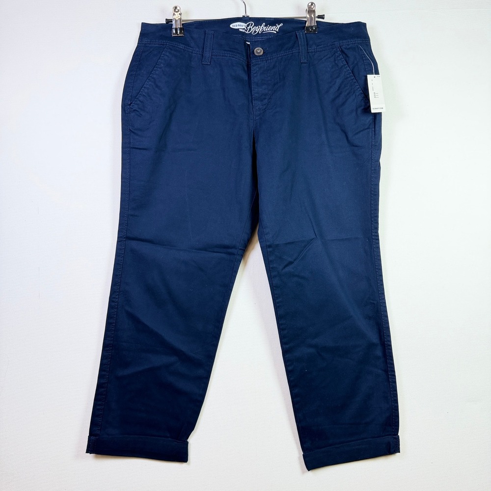 OLD‎ NAVY Navy Blue Boyfriend Stretch Chino Pants 10 Petite